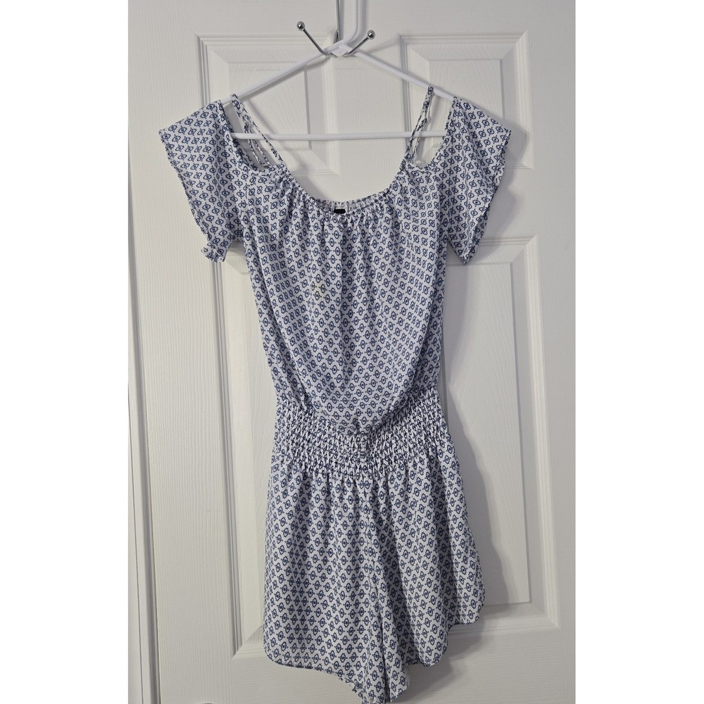 Ing Womans Romper Size Small White & Blue